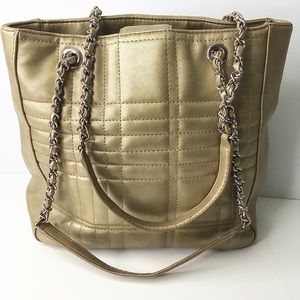 LUCY PEREDA Purse Bag Gold Quilted with Chain Strap